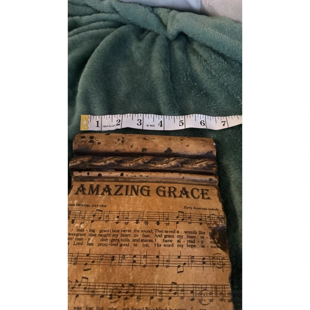 Vtg Amazing Grace Sheet Music Plaque Hanging Wall Rustic Cabin Decor Cottagecore